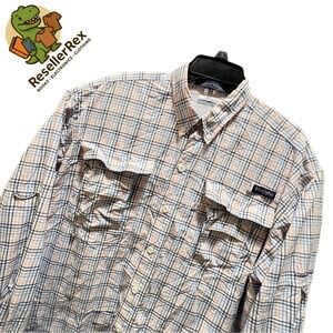 Columbia Men's Super Bahama Plaid Long Sleeve Fishing Shirt Omni Shade Size L